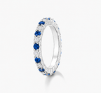 Blue Sapphire & Lab Diamond Eternity Band Ring in 18K Gold