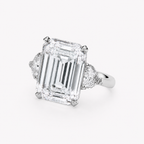 Anguroff 4.80 Carat Emerald Cut Lab Diamond Three Stone Ring in 18K Gold