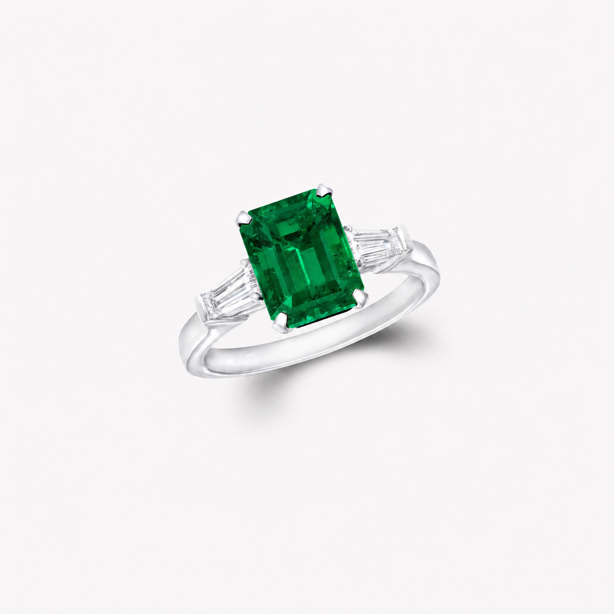 2.70 CT Emerald Cut Lab Diamond Ring with Tapered Baguette Side Stones – IGI Certified