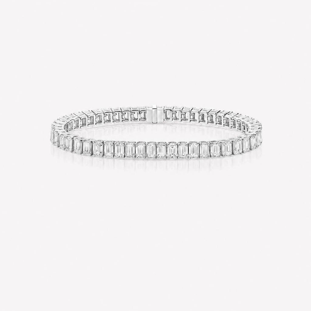 Classic Anguroff Emerald Cut Lab Diamond Tennis Bracelet 15.50 CT in 18K White Gold – IGI Certified