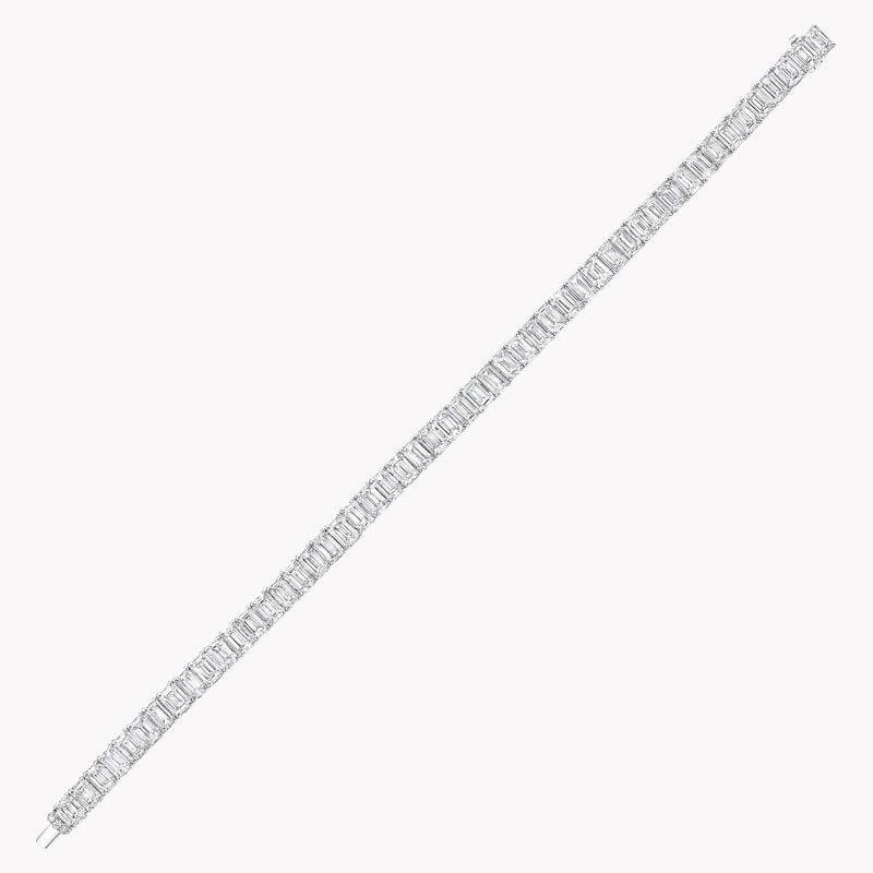 Classic Anguroff Emerald Cut Lab Diamond Tennis Bracelet 15.50 CT in 18K White Gold – IGI Certified