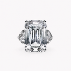 Anguroff 4.80 Carat Emerald Cut Lab Diamond Three Stone Ring in 18K Gold
