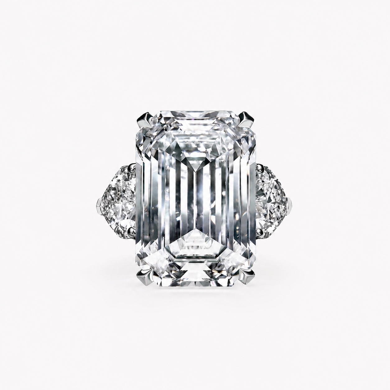 Anguroff 4.80 Carat Emerald Cut Lab Diamond Three Stone Ring in 18K Gold