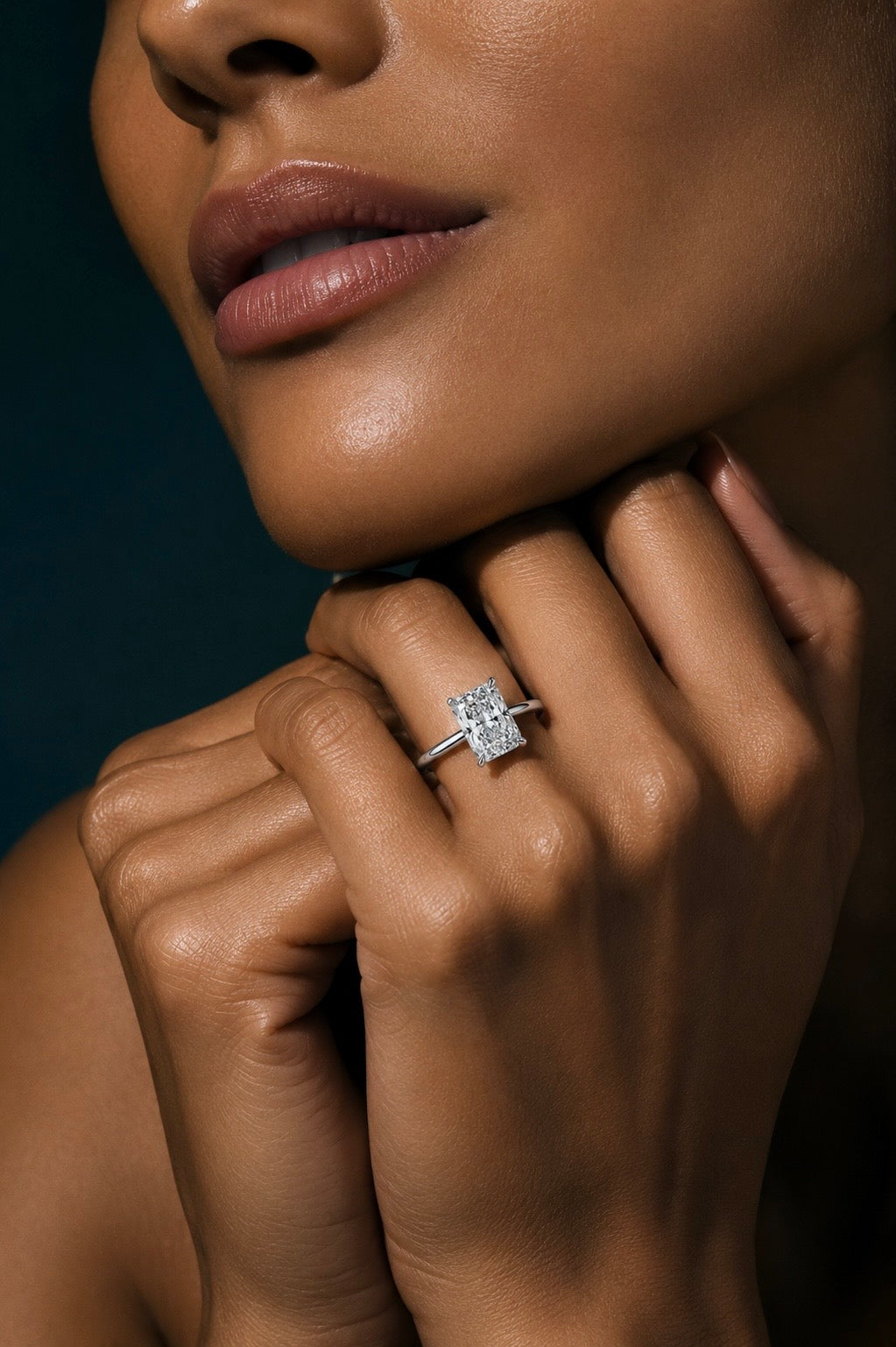 3.20 CT Radiant Cut Lab Diamond Engagement Ring in 18K white Gold – IGI Certified