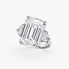 Anguroff 4.80 Carat Emerald Cut Lab Diamond Three Stone Ring in 18K Gold