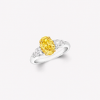 2.56 Carat Fancy Yellow Oval Diamond Ring with Pear Side Stones – IGI Certified Lab Diamond Engagement Ring in 18K Gold