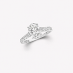 2.60 Carat Oval Cut Lab Diamond Engagement Ring with Pavé Band – IGI Certified 18K Gold Flame Setting