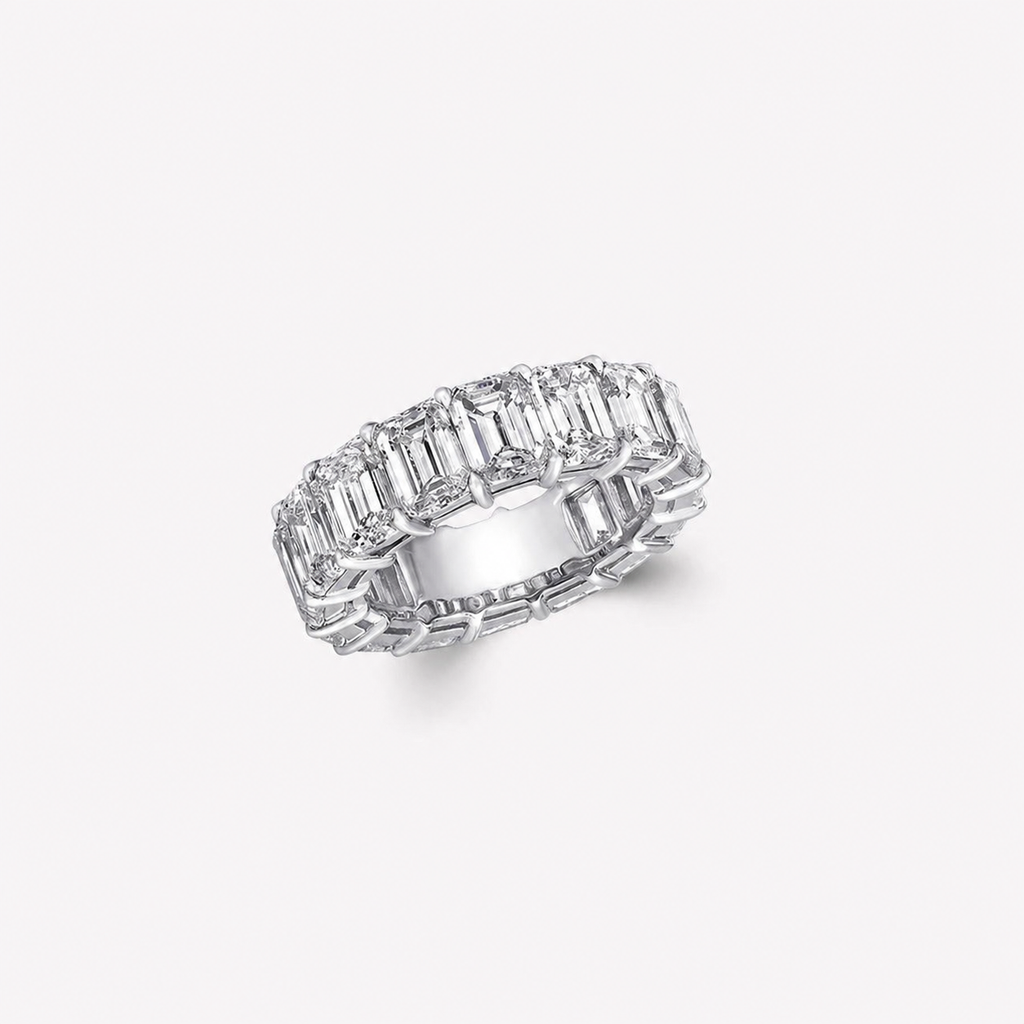 7.89 Carat Emerald Cut Diamond Eternity Band in White Gold | Anguroff Fine Jewelry