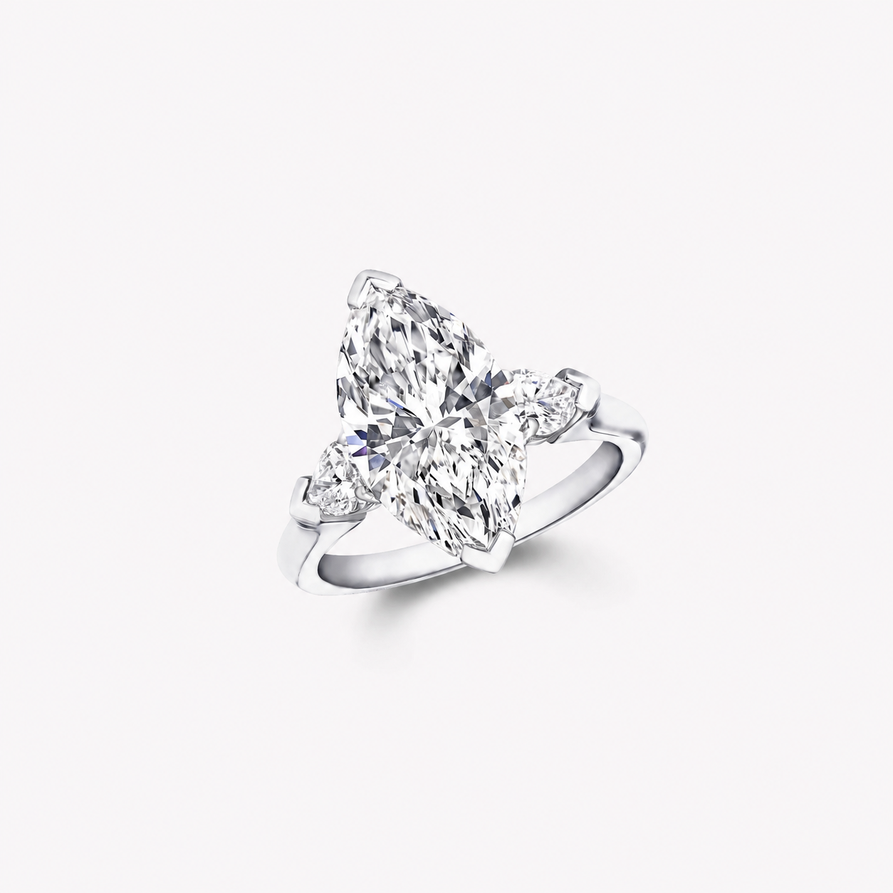 3.50 CT Marquise Cut Lab Diamond Ring with Pear Side Stones – IGI Certified