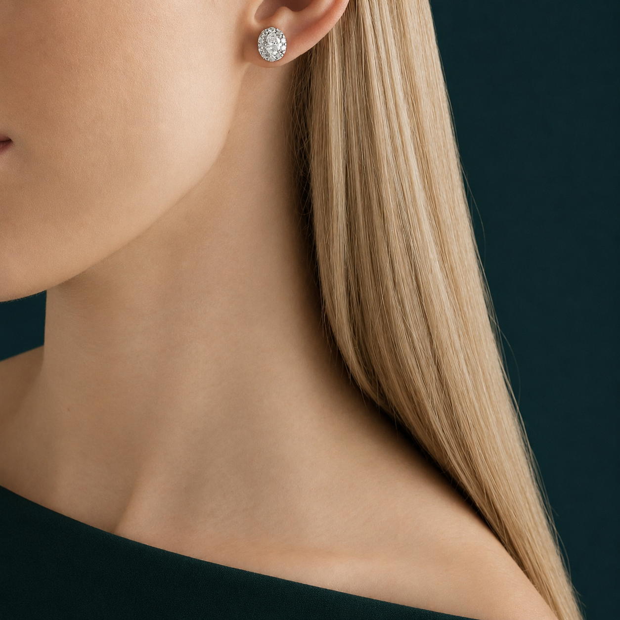 Anguroff Classic Oval Lab Diamond Halo Stud Earrings 2.5 CTW in 18K Gold