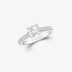 Flame 1.90 CT Square Emerald Cut Lab Diamond Pavé Engagement Ring – IGI Certified | 18K Gold