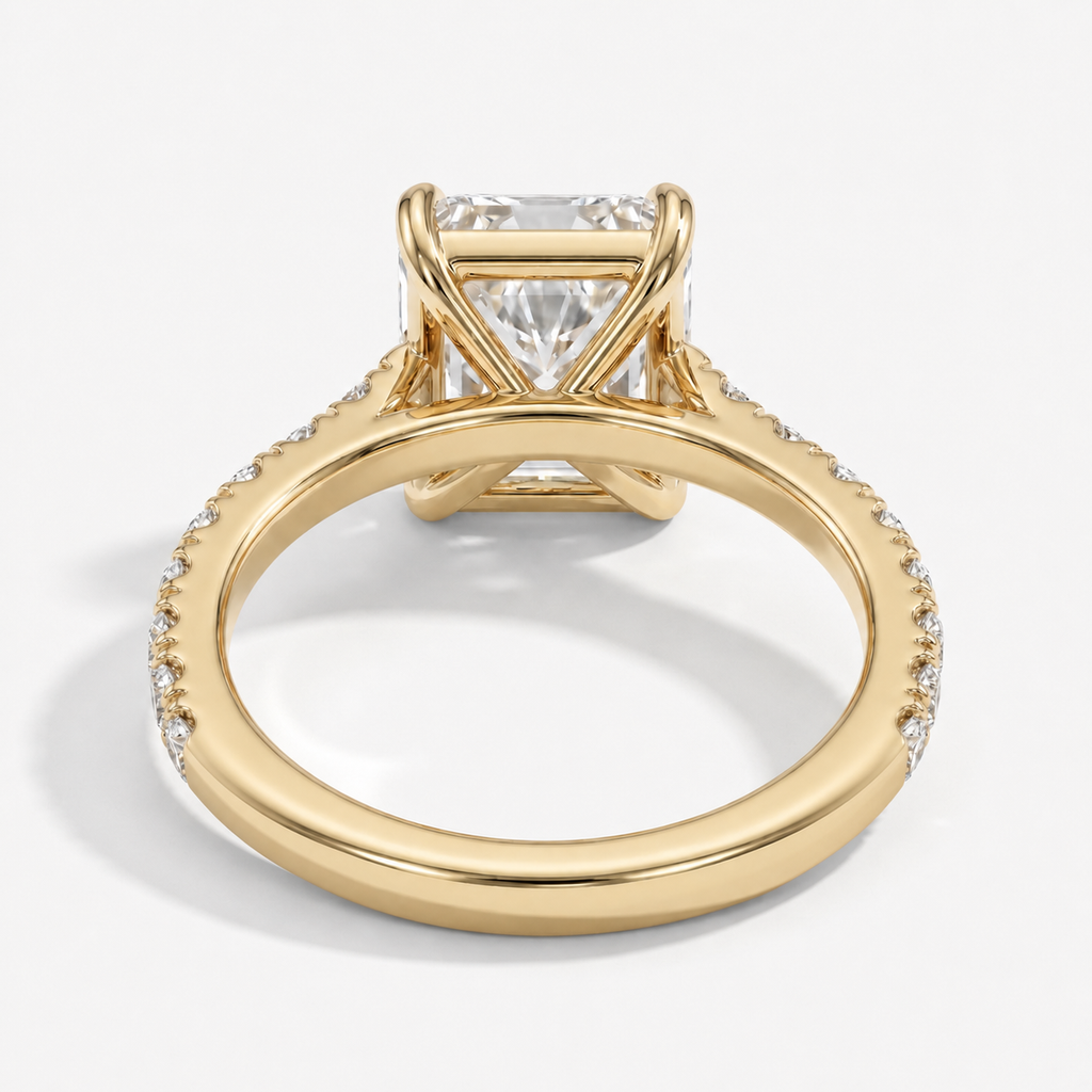 3.5 CT Radiant Cut Lab Diamond Engagement Ring in 18K Yellow Gold – IGI Certified