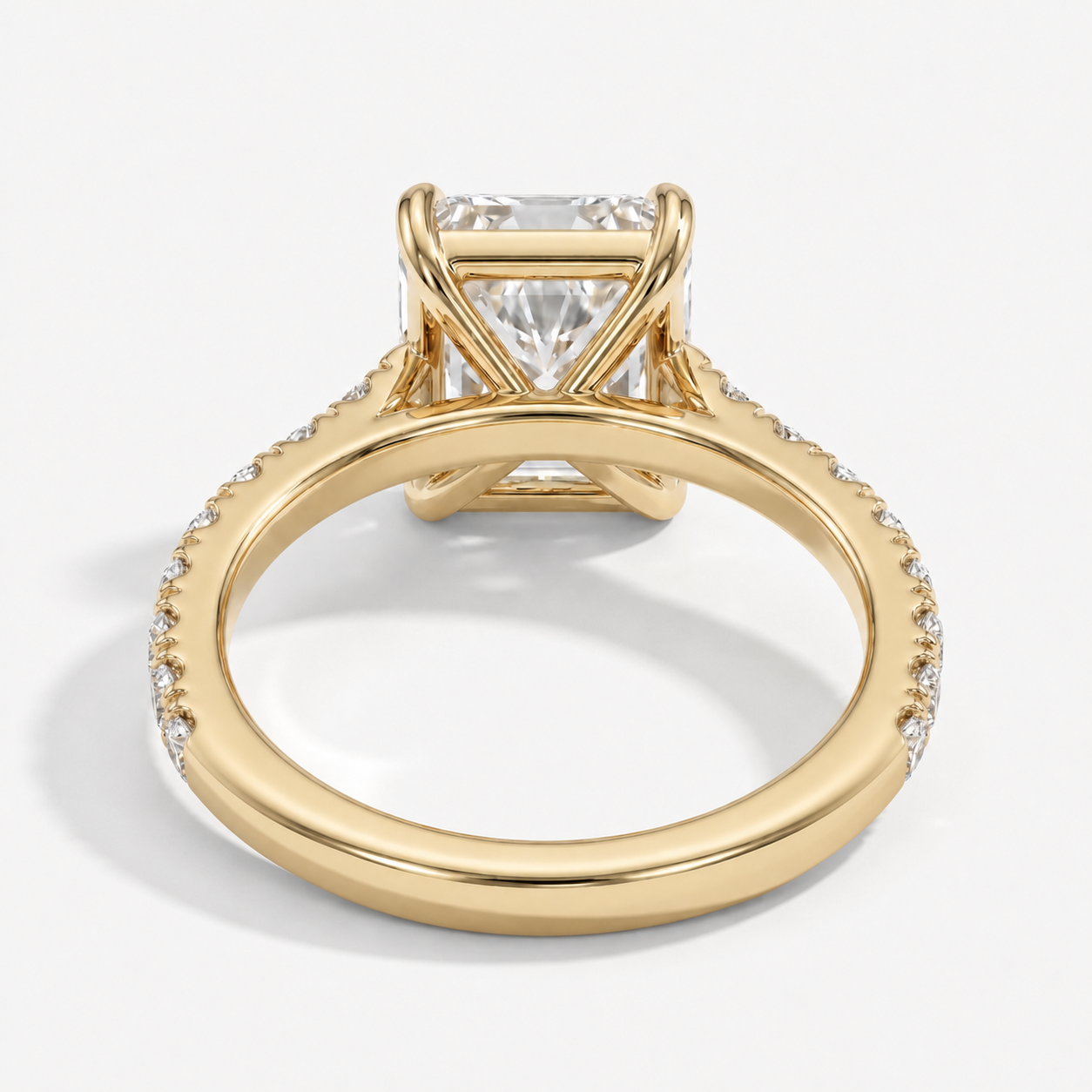 3.5 CT Radiant Cut Lab Diamond Engagement Ring in 18K Yellow Gold – IGI Certified