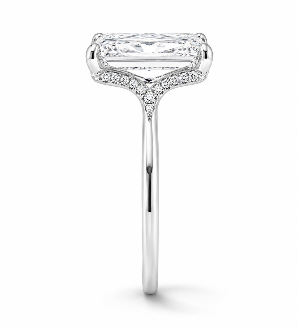 3.20 CT Radiant Cut Lab Diamond Engagement Ring in 18K white Gold – IGI Certified