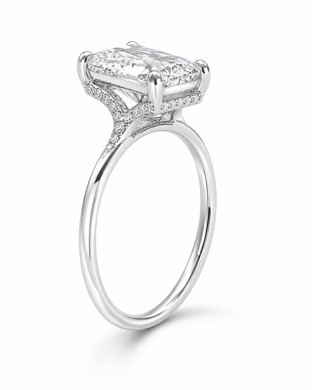 3.20 CT Radiant Cut Lab Diamond Engagement Ring in 18K white Gold – IGI Certified