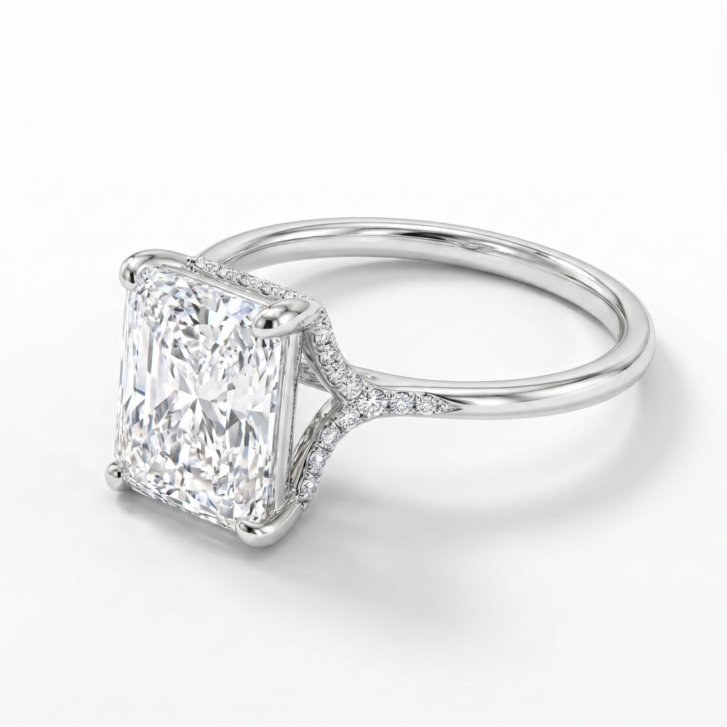 3.20 CT Radiant Cut Lab Diamond Engagement Ring in 18K white Gold – IGI Certified