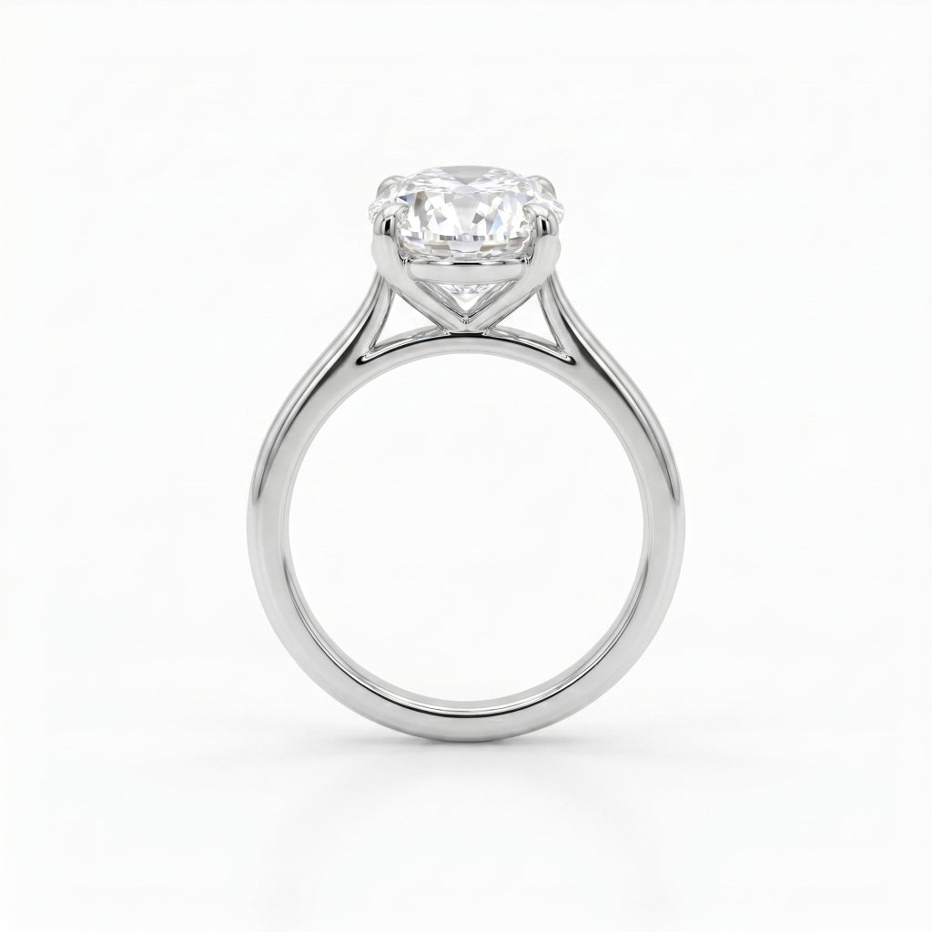 3 CT Oval Cut Lab Diamond Engagement Ring in 18K White Gold – E Color VVS2 IGI Certified