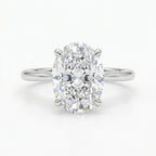 3 CT Oval Cut Lab Diamond Engagement Ring in 18K White Gold – E Color VVS2 IGI Certified