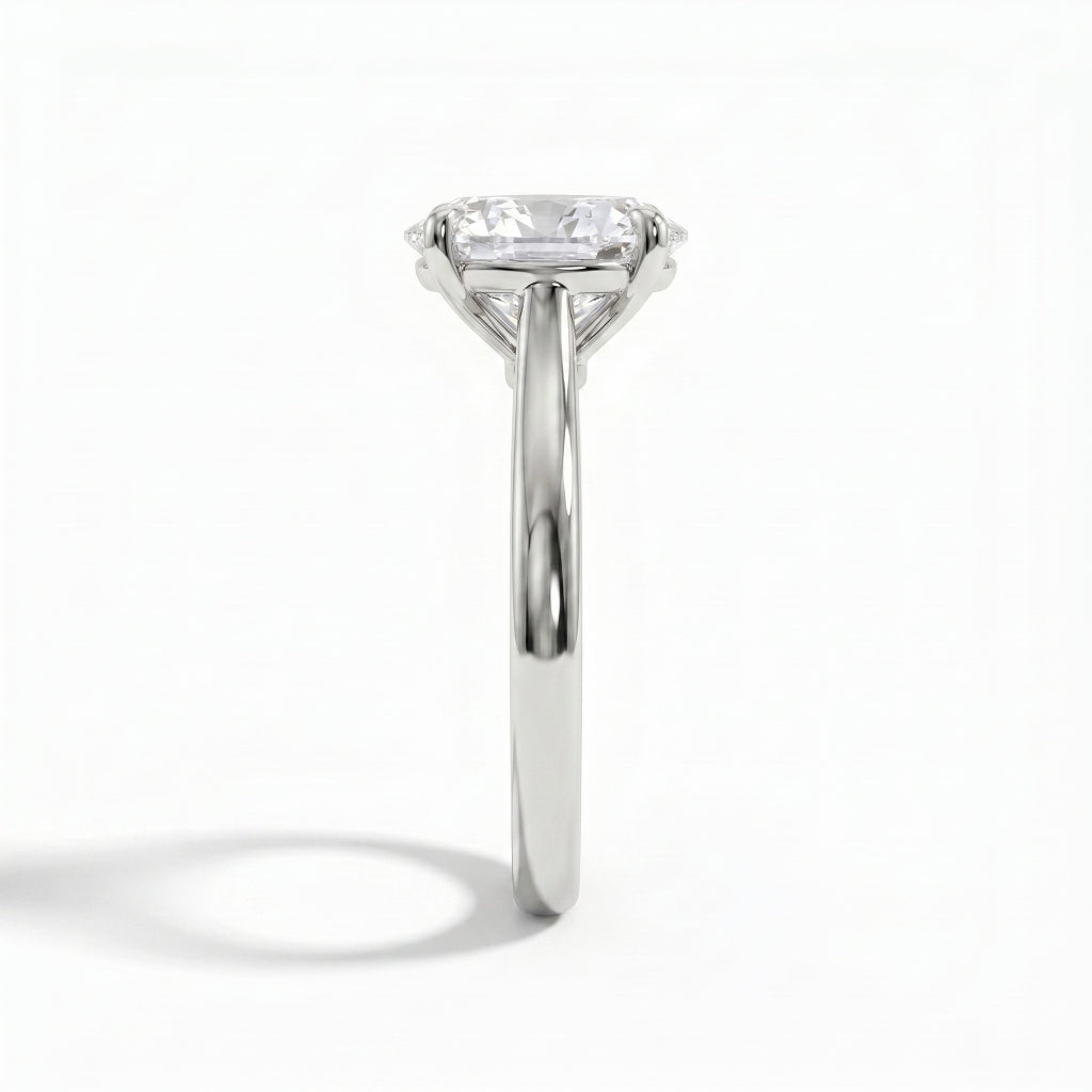 3 CT Oval Cut Lab Diamond Engagement Ring in 18K White Gold – E Color VVS2 IGI Certified
