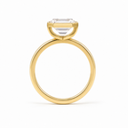 4 CT Emerald Cut Lab Diamond Bezel Ring in 18K Yellow Gold – E Color VVS2 IGI Certified