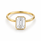 4 CT Emerald Cut Lab Diamond Bezel Ring in 18K Yellow Gold – E Color VVS2 IGI Certified