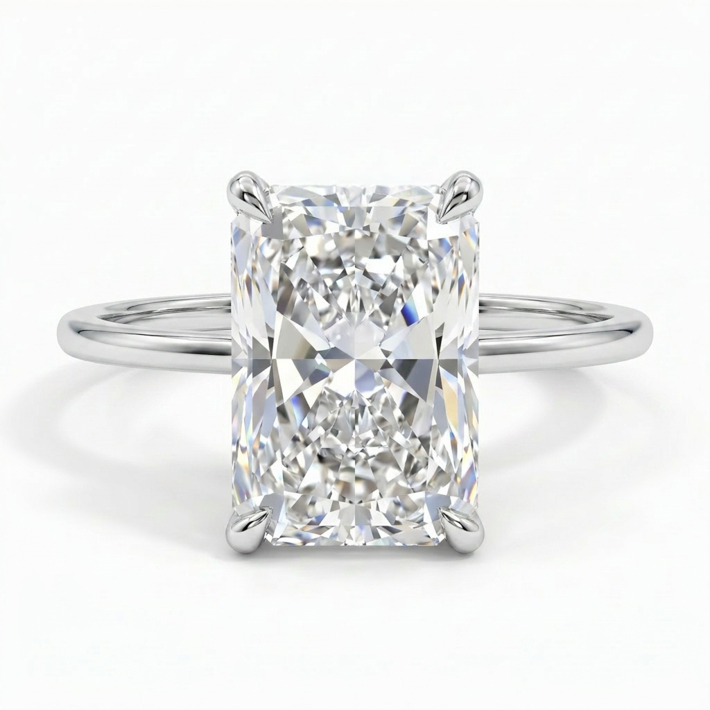 3.20 CT Radiant Cut Lab Diamond Engagement Ring in 18K white Gold – IGI Certified