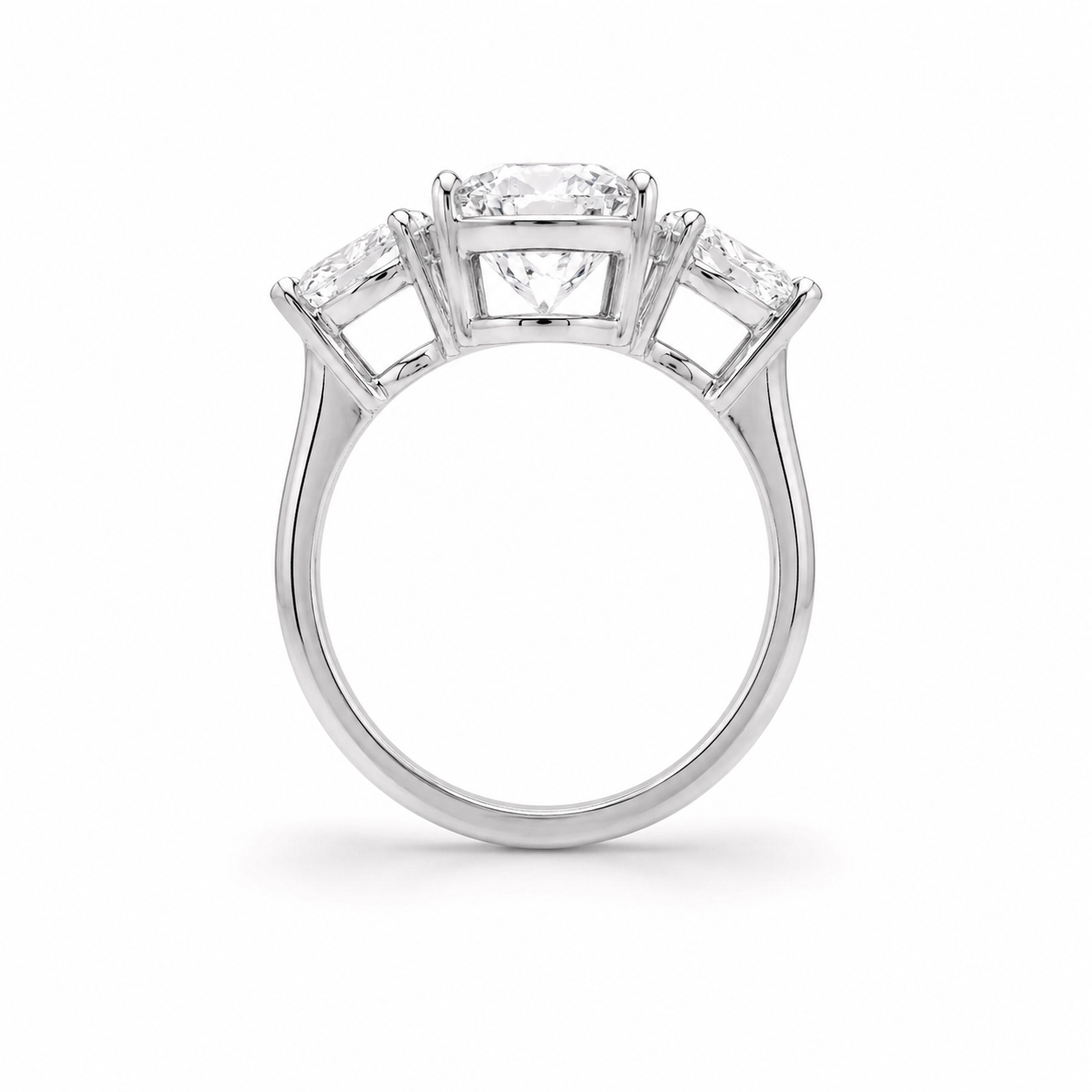 3.5 Carat Pear Shape Lab Diamond Ring with Side Stones –  18K white gold Engagement Ring