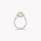 Anguroff Icon 2.44 Carat Fancy Vivid Orangy Yellow Radiant Cut Diamond Halo Ring in 18K Gold