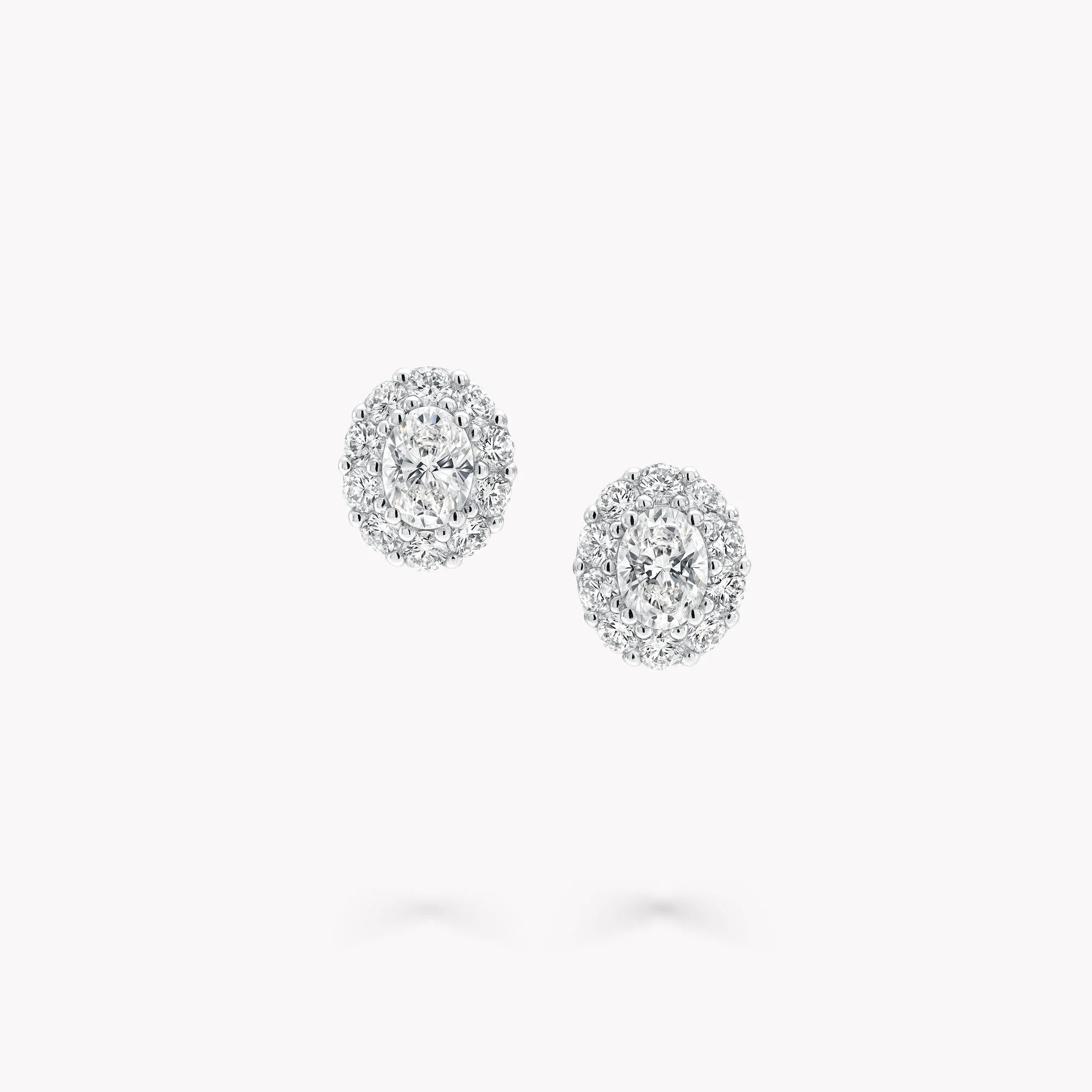 Anguroff Classic Oval Lab Diamond Halo Stud Earrings 2.5 CTW in 18K Gold