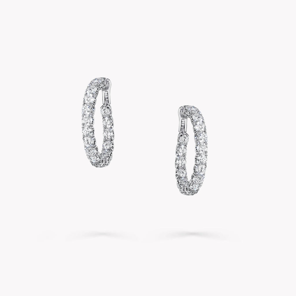 Classic Anguroff 8.00 Carat Round Lab Diamond Hoop Earrings in 18K Gold