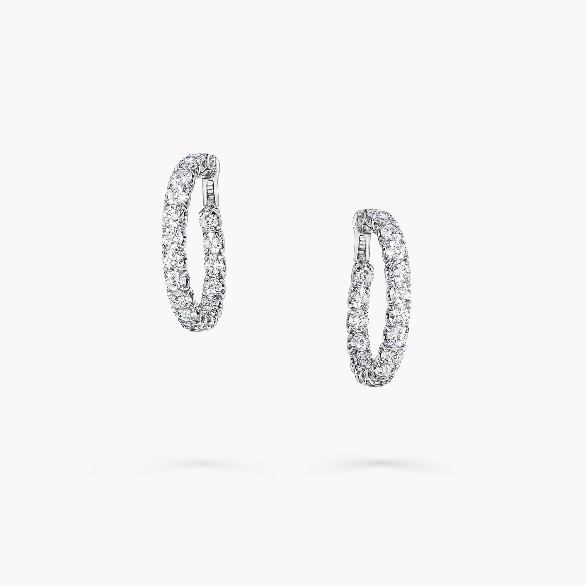 Classic Anguroff 8.00 Carat Round Lab Diamond Hoop Earrings in 18K Gold