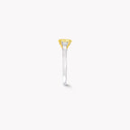 2.50 CT Oval Yellow Lab Diamond Ring with Tapered Baguette Side Stones – IGI Certified | 18K Gold