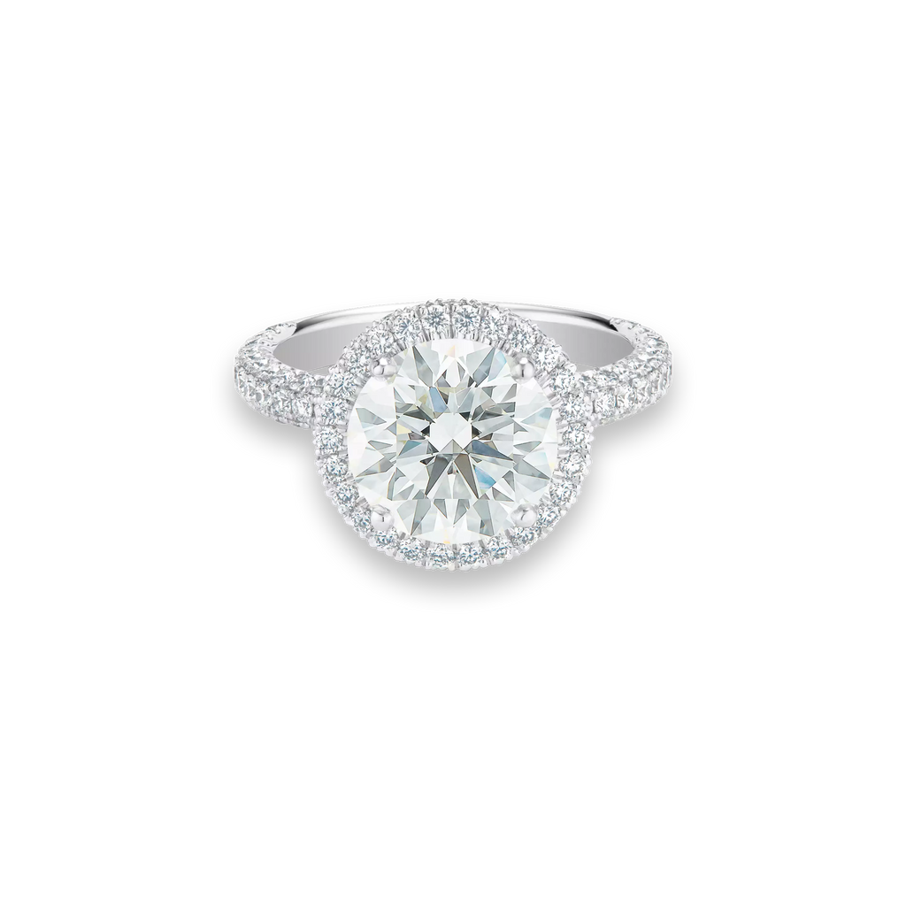 4.80 CT Round Cut Lab Diamond Halo Ring – IGI Certified | 18K Gold