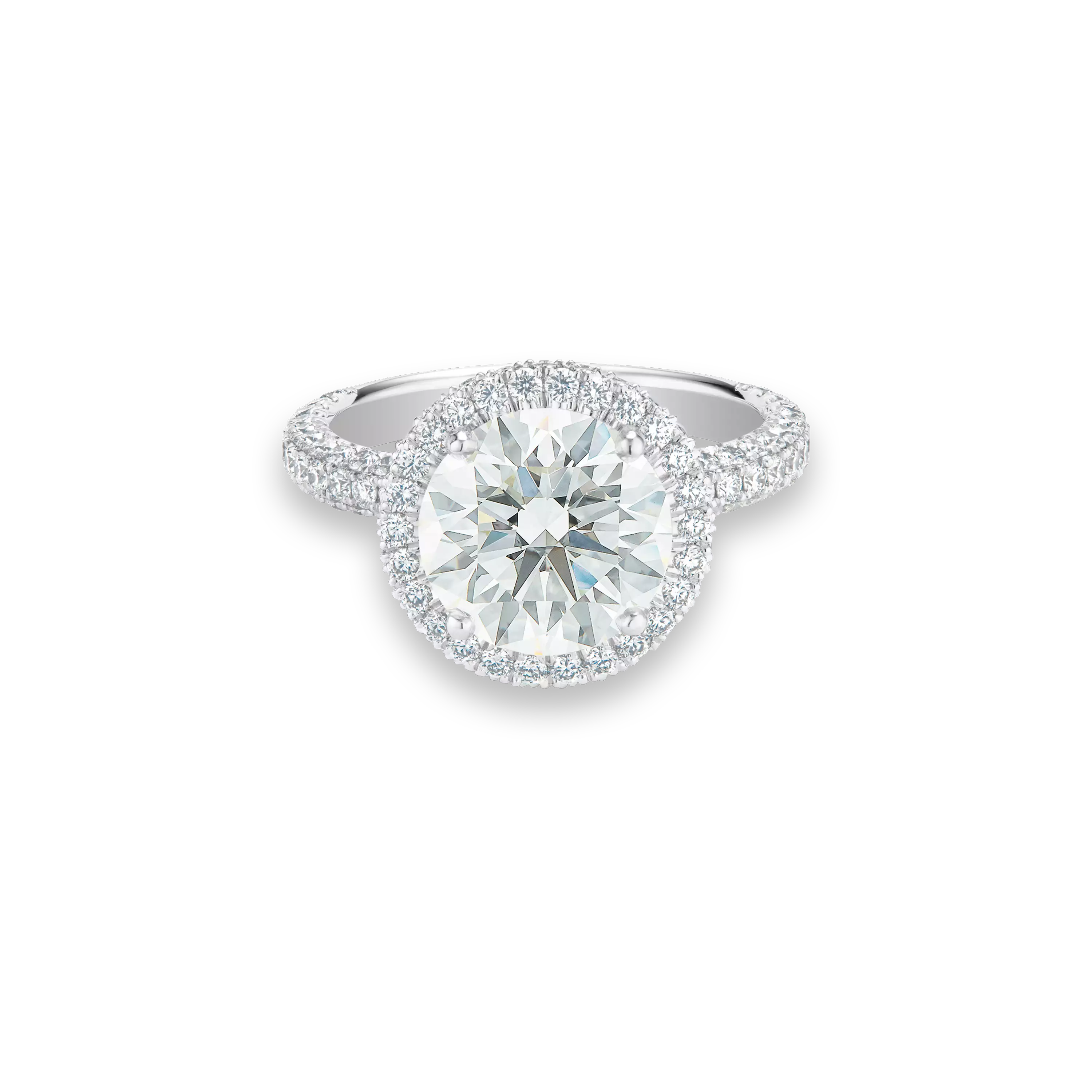 4.80 CT Round Cut Lab Diamond Halo Ring – IGI Certified | 18K Gold