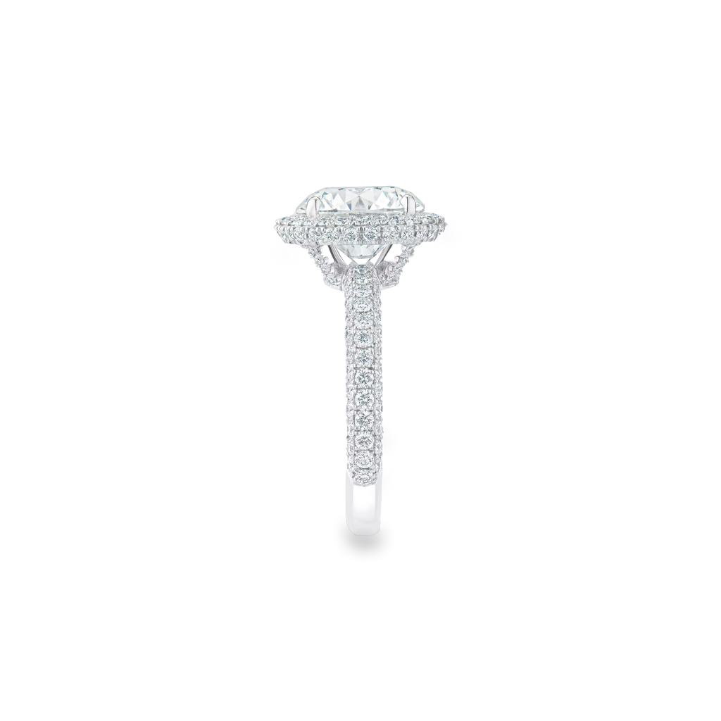 4.80 CT Round Cut Lab Diamond Halo Ring – IGI Certified | 18K Gold