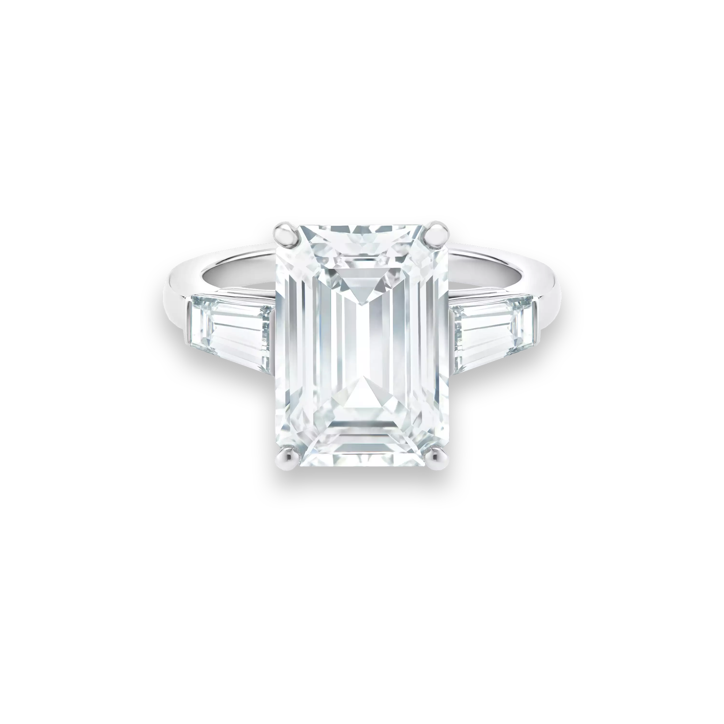 3.80 CT Emerald Cut Lab Diamond Ring with Side Stones – IGI Certified | 18K Gold