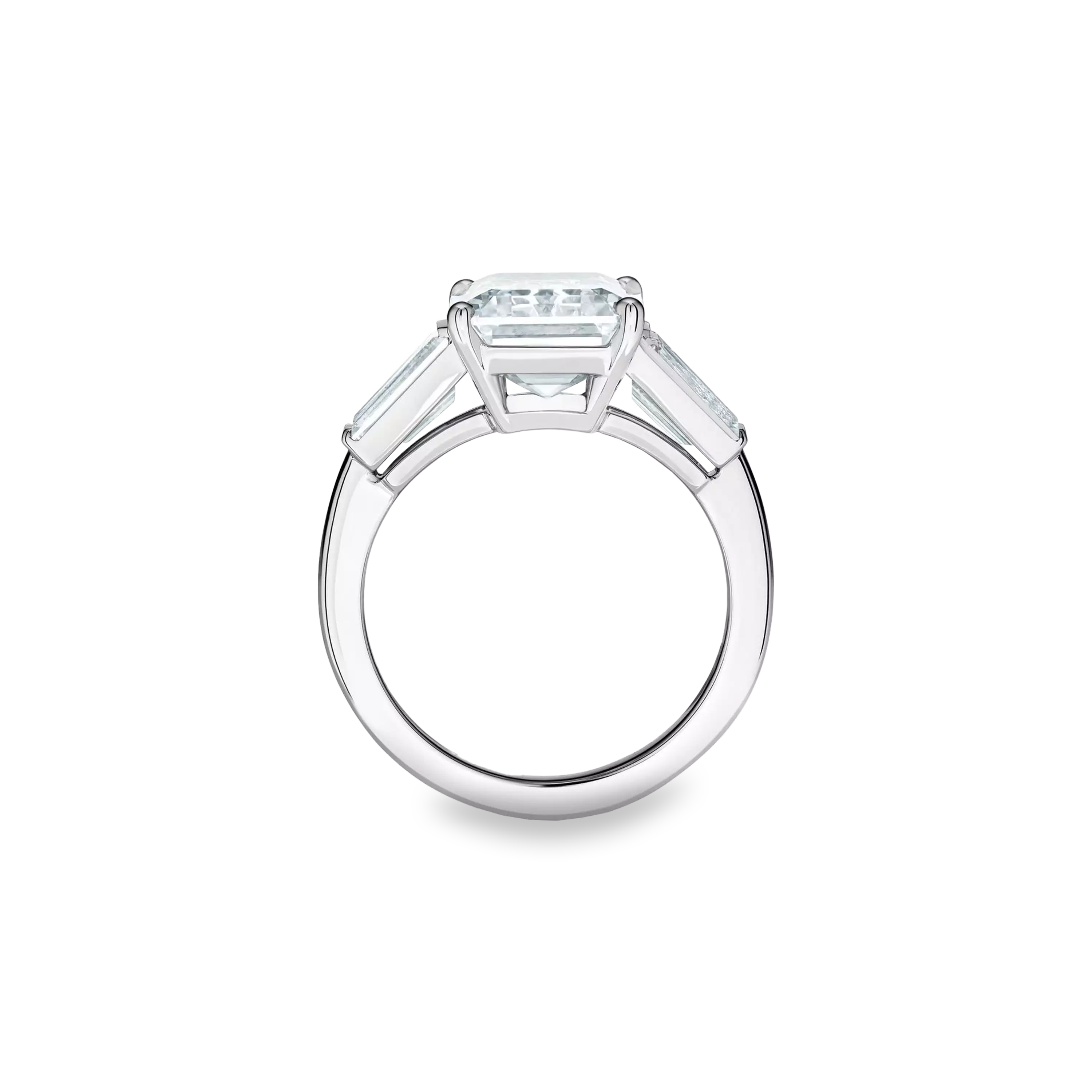 3.80 CT Emerald Cut Lab Diamond Ring with Side Stones – IGI Certified | 18K Gold