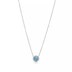 0.80 CT Round Aquamarine & Diamond Halo Necklace – 18K Gold