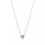 0.80 CT Round Aquamarine & Diamond Halo Necklace – 18K Gold