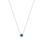 0.80 CT Round Emerald & Diamond Halo Necklace – 18K Gold