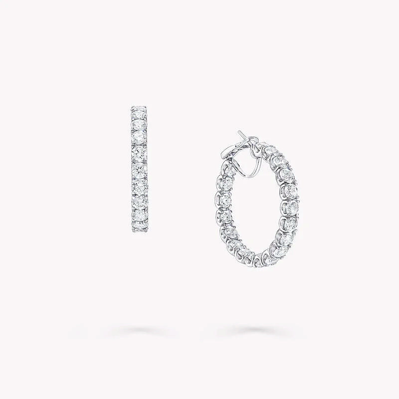 Round Diamond Hoop Earrings