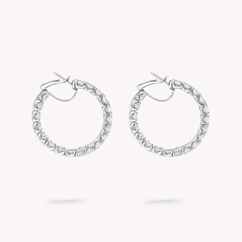 Round Diamond Hoop Earrings