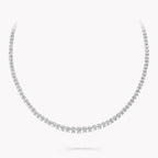 White Oval Diamond Graduated Line Necklace