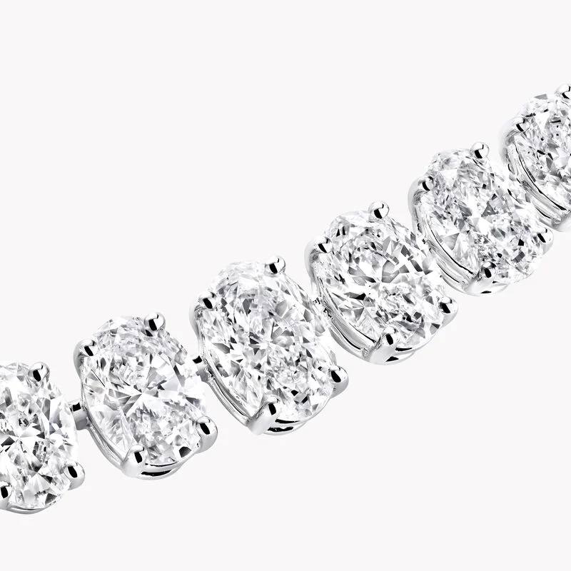White Oval Diamond Graduated Line Necklace