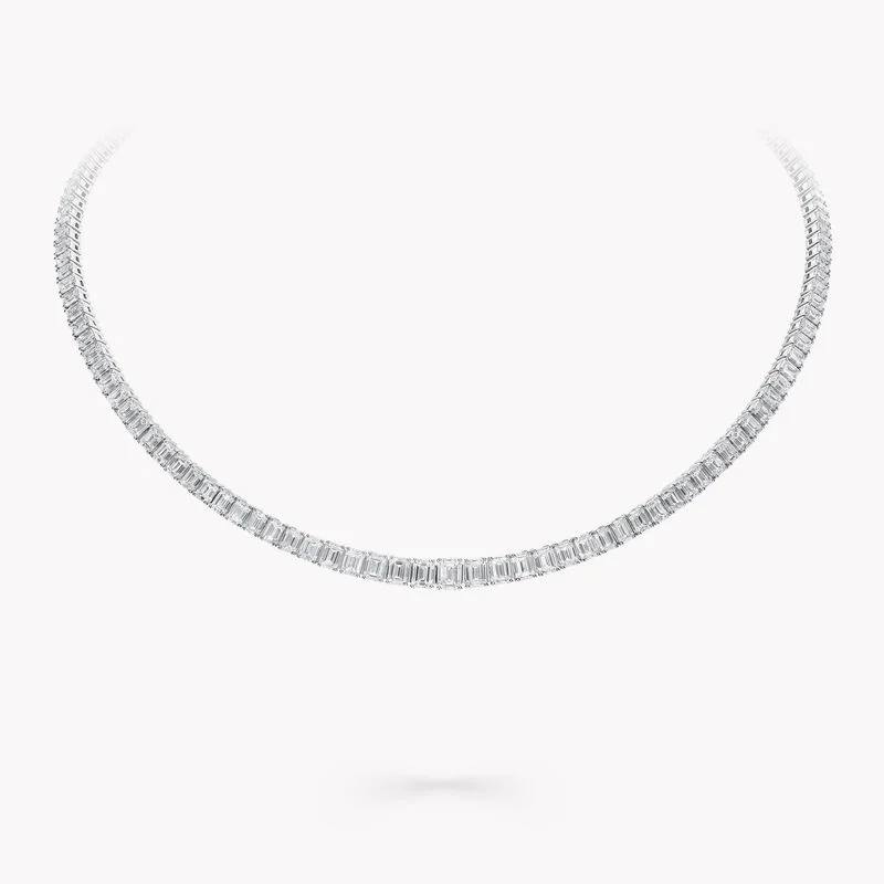 Emerald Cut Diamond Graduated Line Necklace