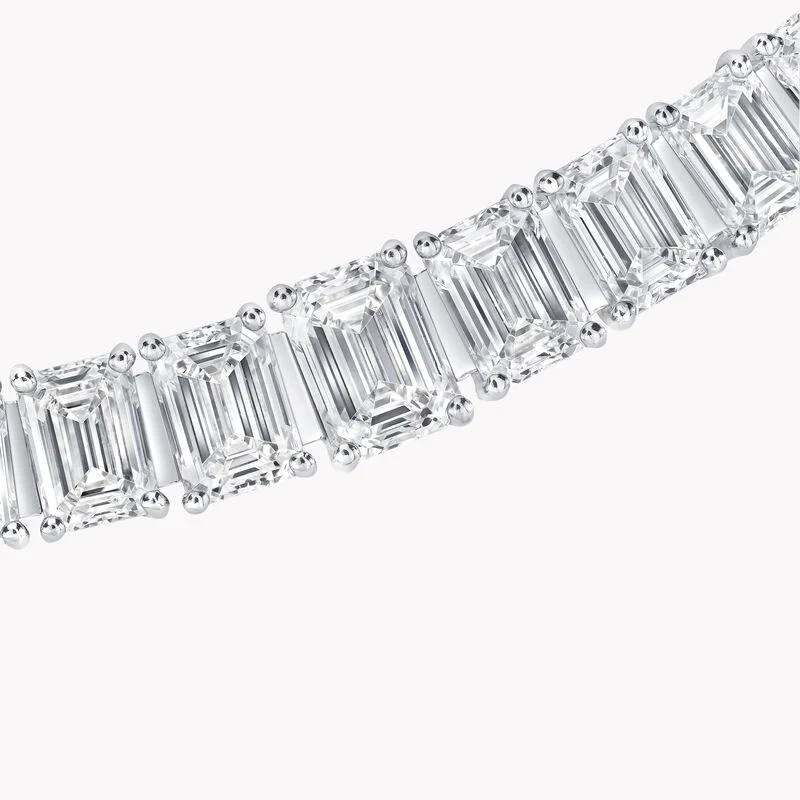 Emerald Cut Diamond Graduated Line Necklace