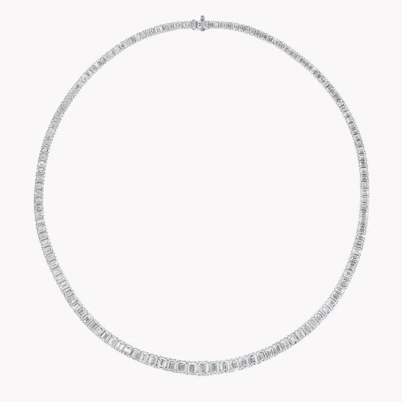 Emerald Cut Diamond Graduated Line Necklace