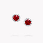 Anguroff Icon Ruby & Pavé Diamond Stud Earrings – Lab Pigeon’s Blood Ruby, IGI Certified Lab Diamonds, 18K Gold