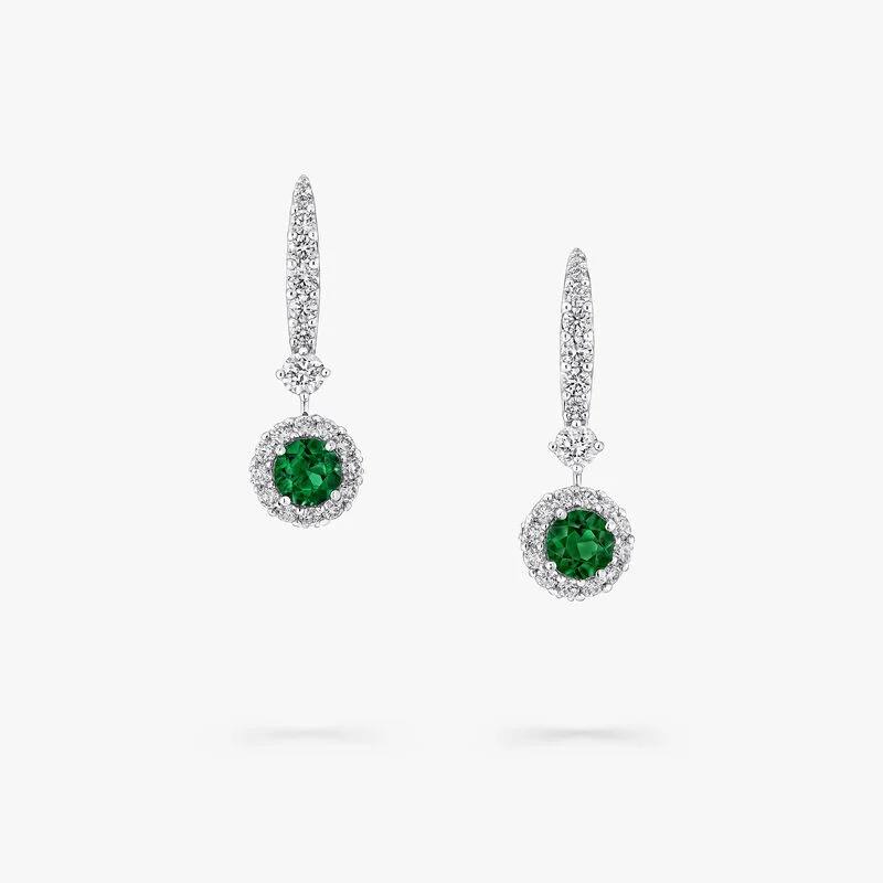 Emerald & Pavé Diamond Stud Earrings – Lab Emerald, IGI Certified Lab Diamonds, 18K Gold