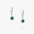 Emerald & Pavé Diamond Stud Earrings – Lab Emerald, IGI Certified Lab Diamonds, 18K Gold